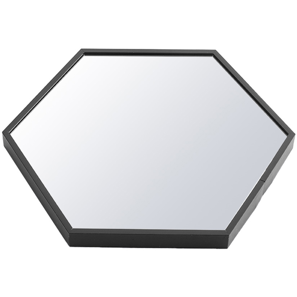 Living And Home CD0553 Black Metal Hexagon Shaped Wall Mounted Make-Up Mirror Image 3