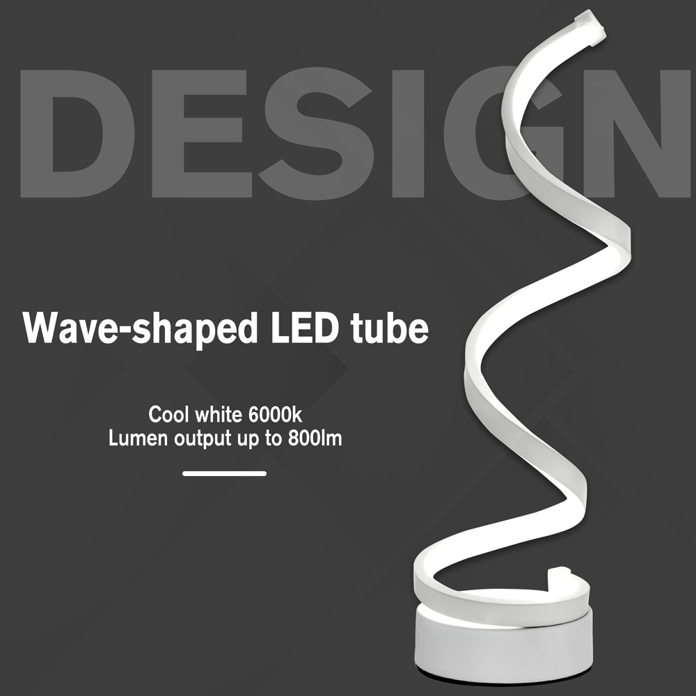 Portland Modern Wave Shaped White LED Table Lamp Image 4