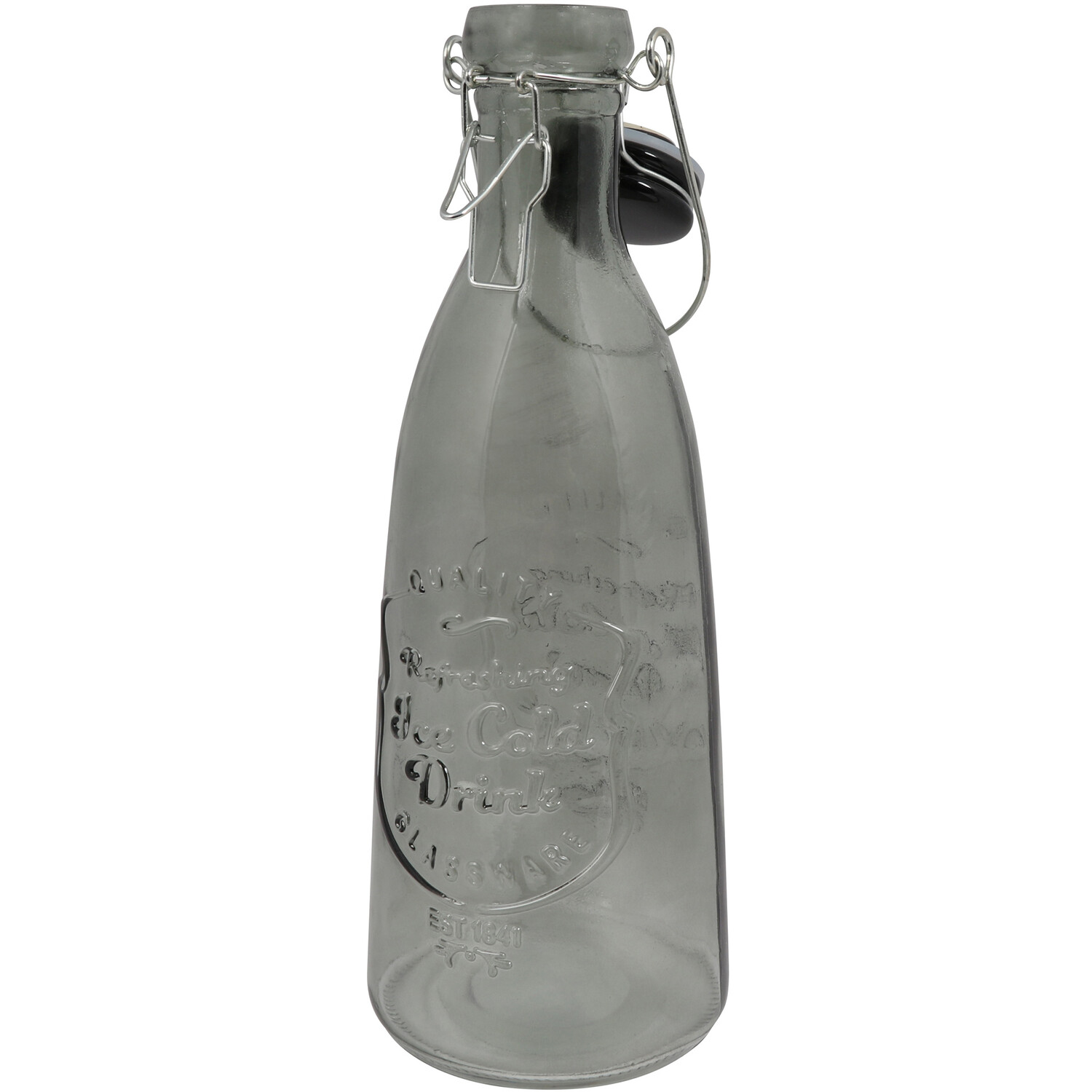 Smoked Glass Bottle with Lid - Grey Image 2