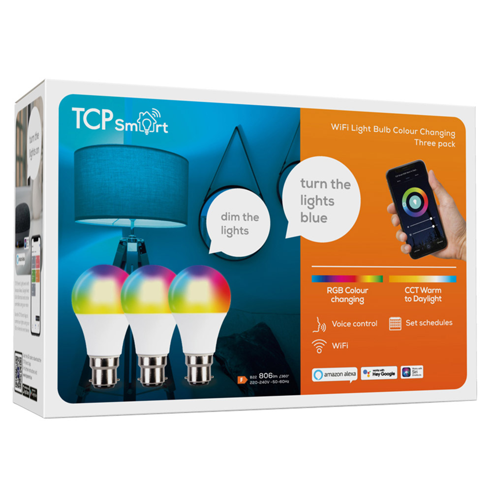 TCP Smart LED RGB+CCT Classic Bulb 3 Pack Image 1