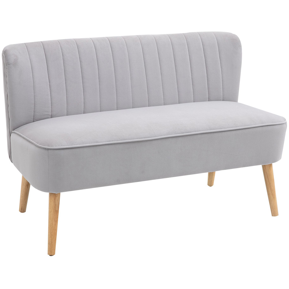 Portland 2 Seater Grey Velvet Sofa Image 2