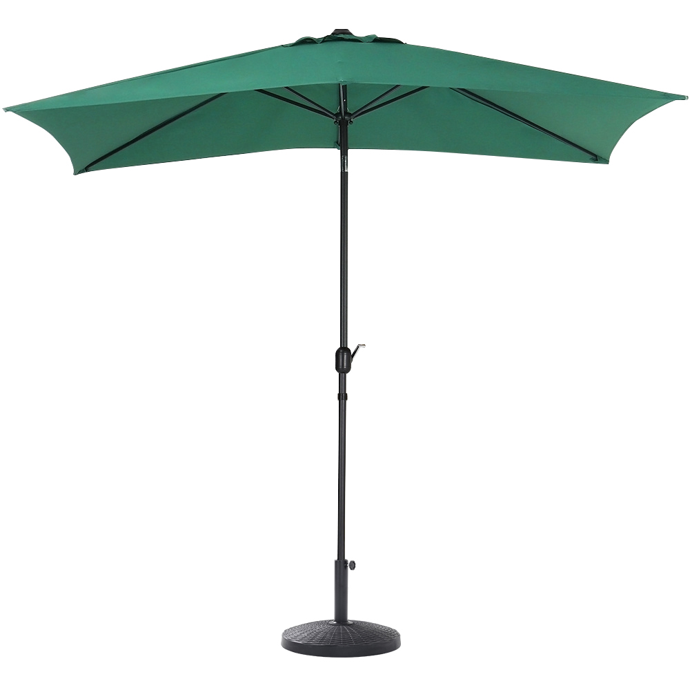 Living and Home Green Square Crank Tilt Parasol with Rattan Effect Base 3m Image 4