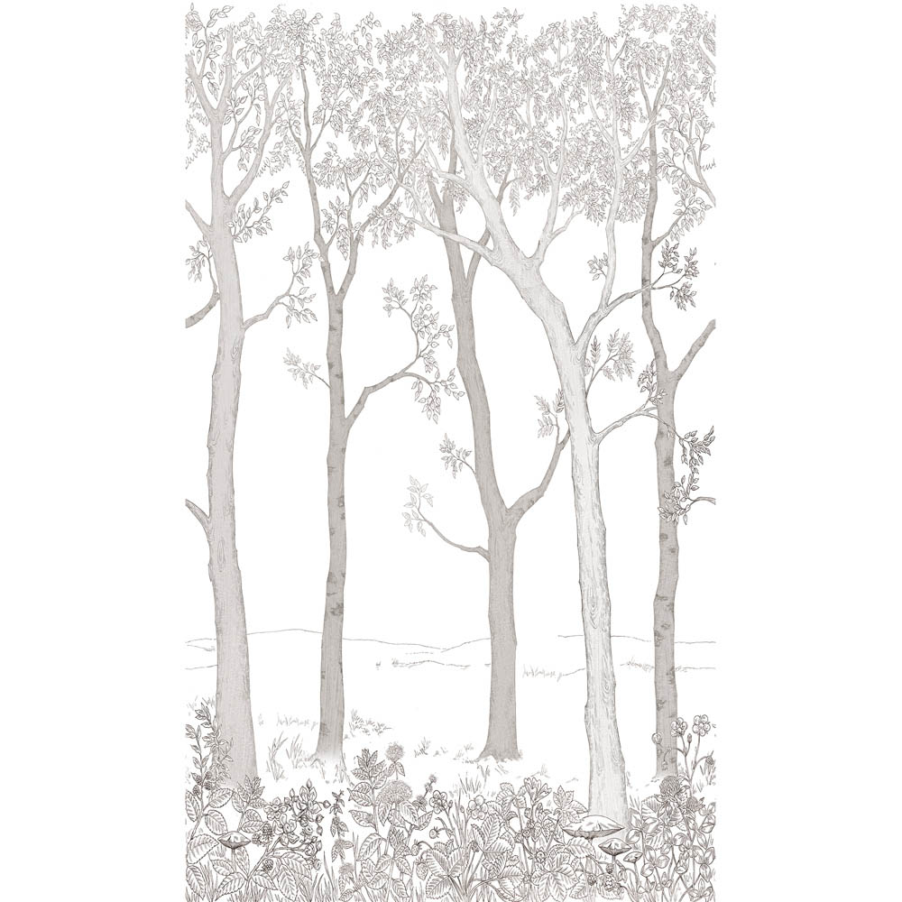 Grandeco Trees Textured White Wall Mural Image 2