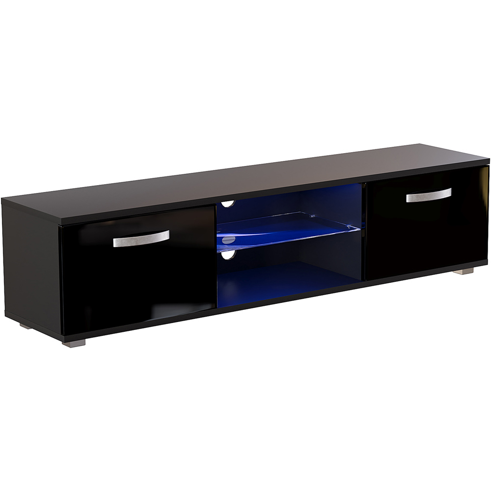 Vida Designs Cosmo 2 Door 2 Shelf Black Large TV Unit with LED Image 2