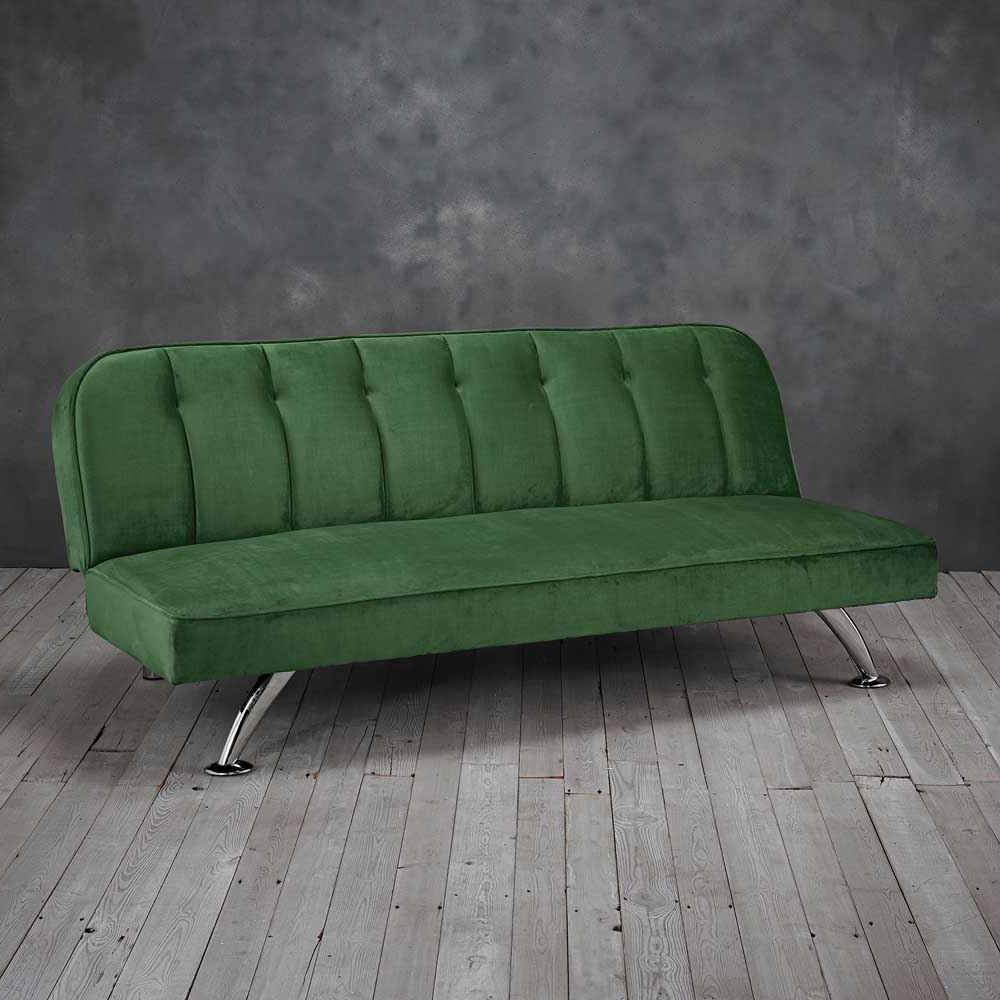 Brighton Double Sleeper Green Velvet Sofa Bed Image 1