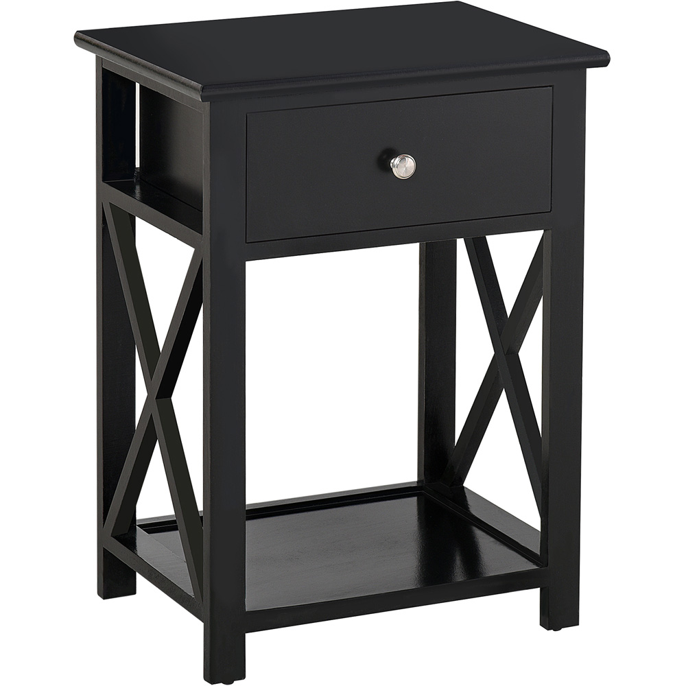Portland Black Single Drawer Traditional Accent Side Table Image 2