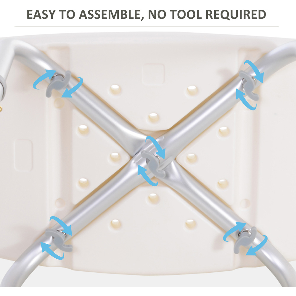 HOMCOM Height Adjustable Aluminium Rectangular Shower Stool Image 6