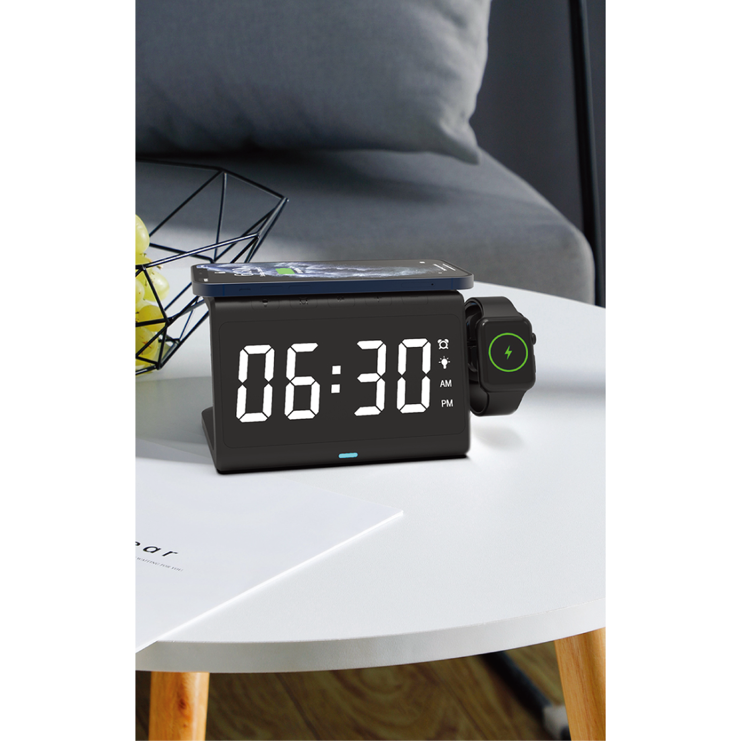 Black Magnetic Alarm Charging Stand with Adaptor Image 4