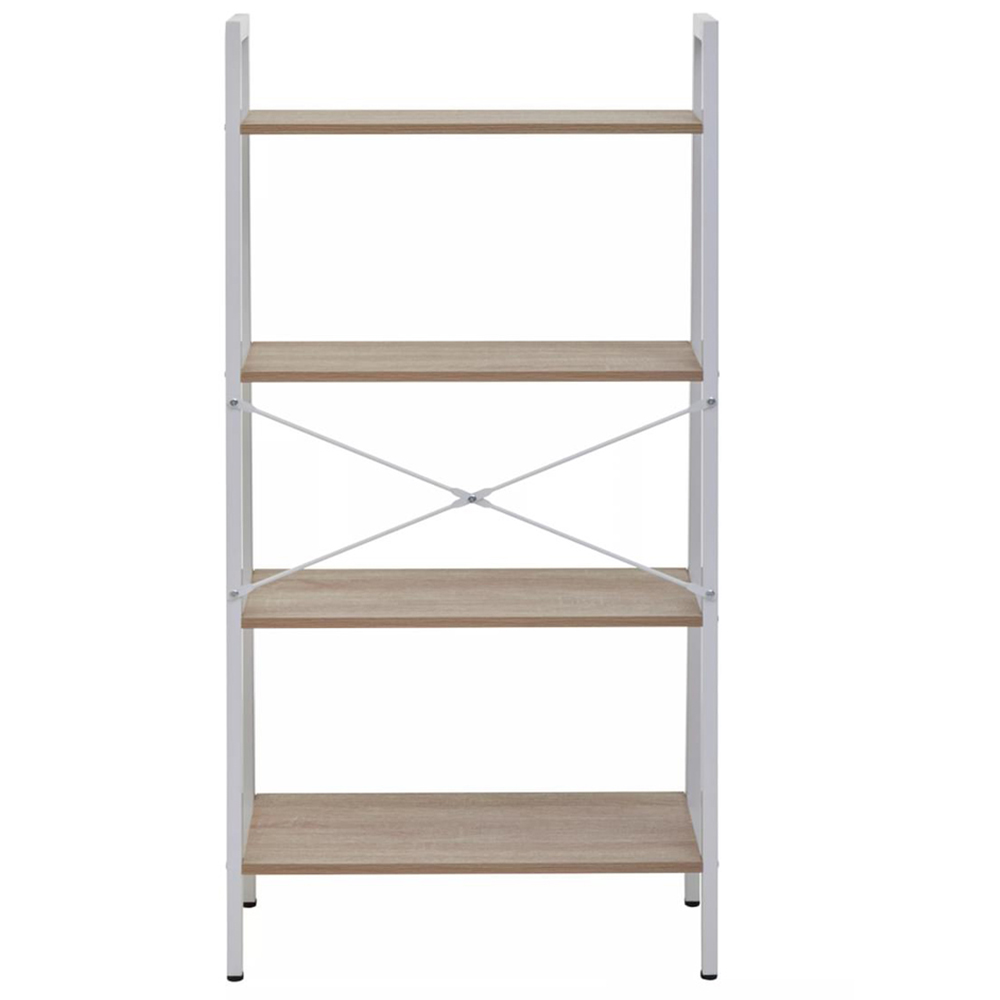 Premier Housewares Bradbury 4 Shelf Natural Oak Veneer Ladder Bookshelf Image 4