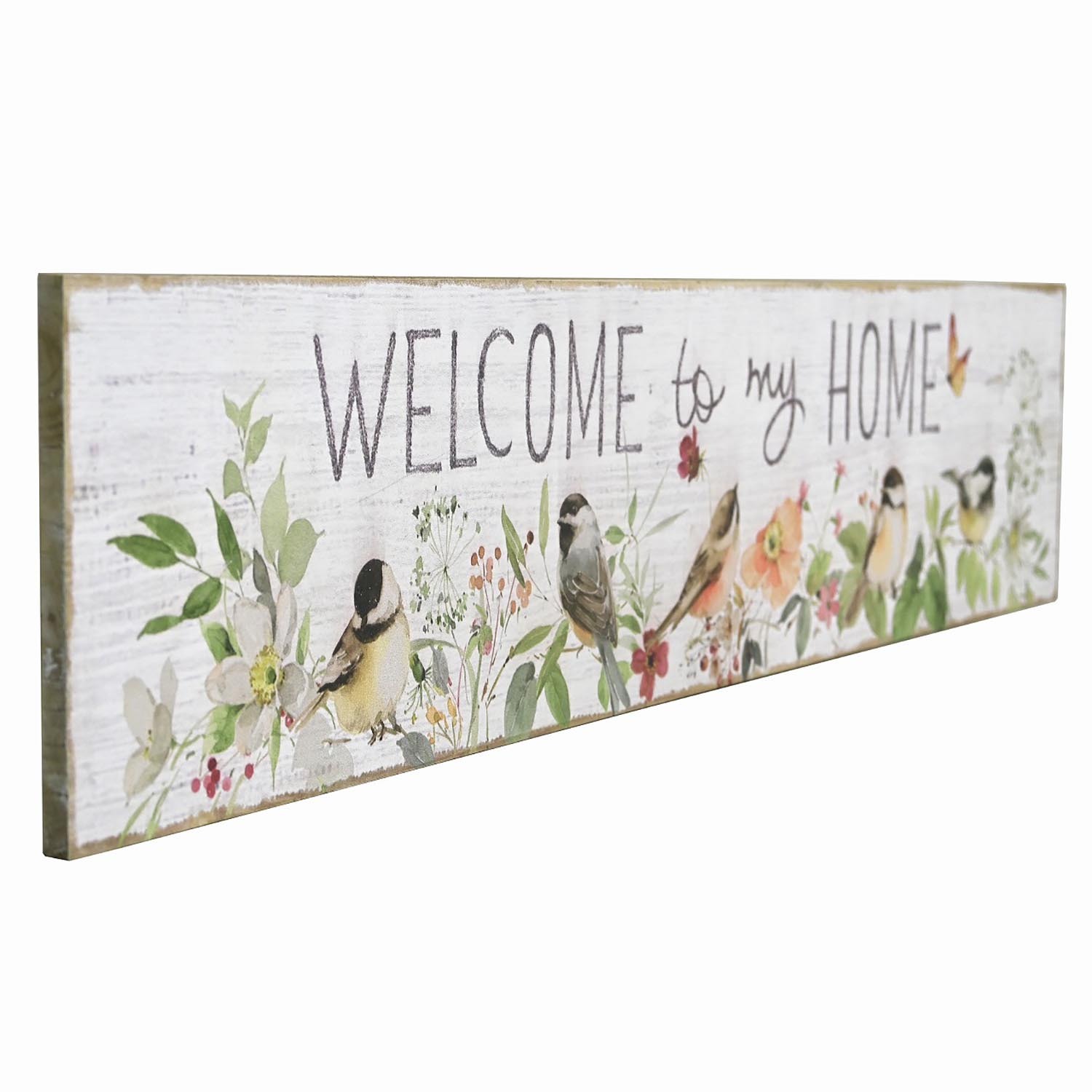 Welcome to My Home Floral Birds Sign - White Image 2
