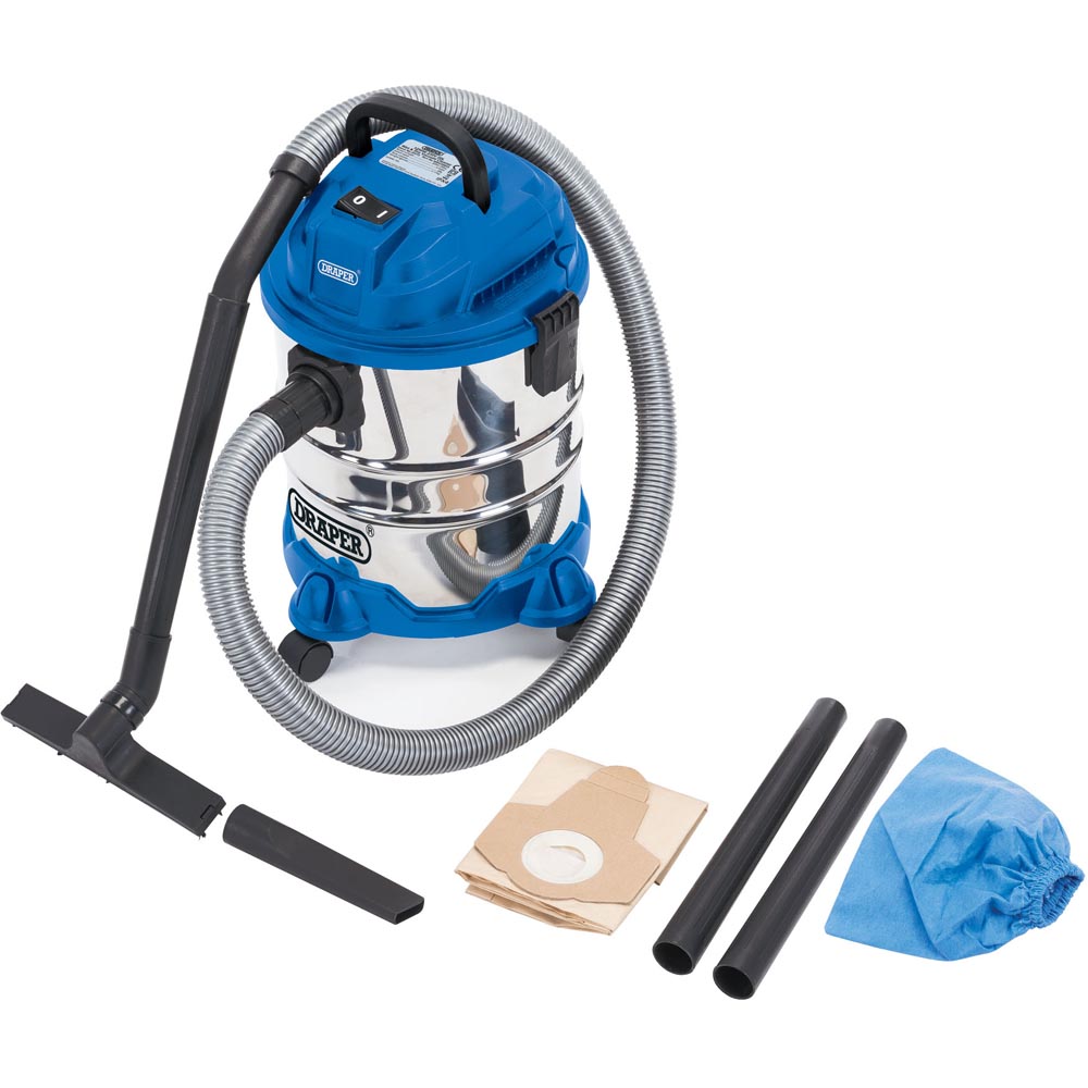 Draper Wet and Dry Vacuum Cleaner with Stainless  Steel Tank 20L 1250W Image 2
