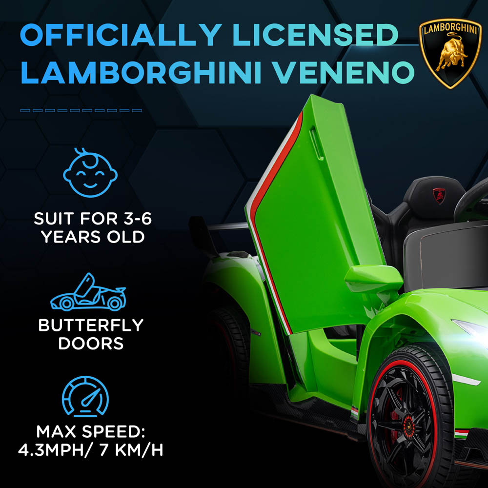 Tommy Toys Lamborghini Veneno Kids Ride On Electric Car Green 12V Image 2