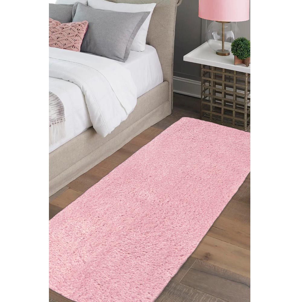 Homemaker Pink Snug Plain Shaggy Ru 60 x 110cm Image 5