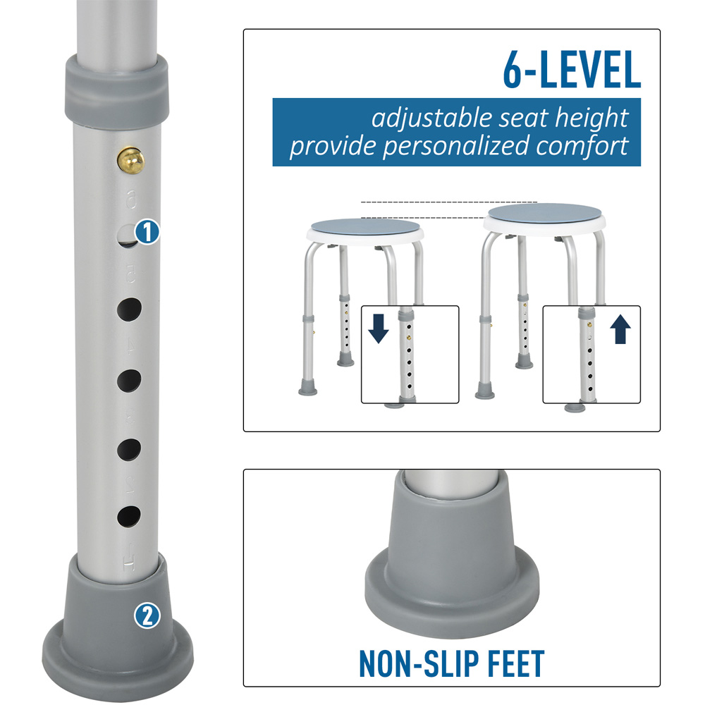 Portland Height Adjustable Aluminium Swivel Shower Stool Image 6