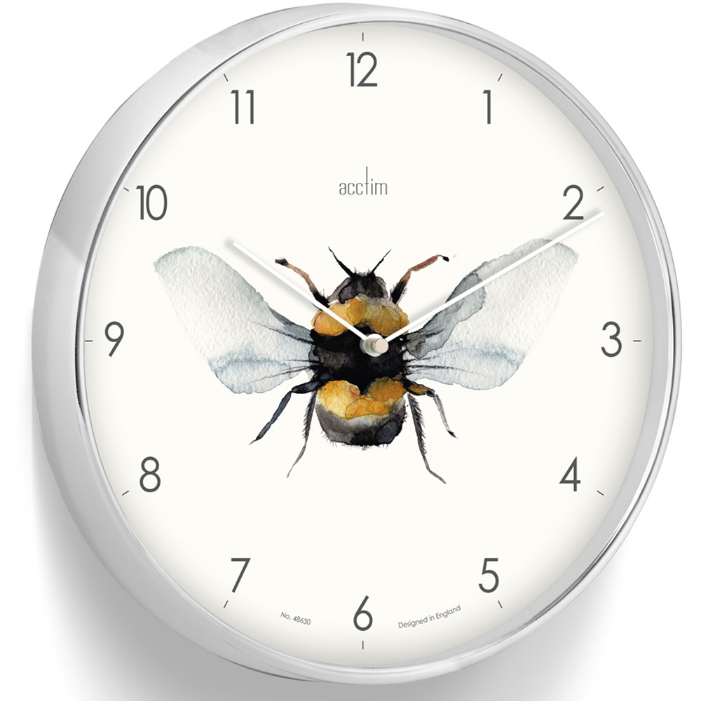 Acctim Society Chrome Effect Bee Wall Clock 30cm Image 2