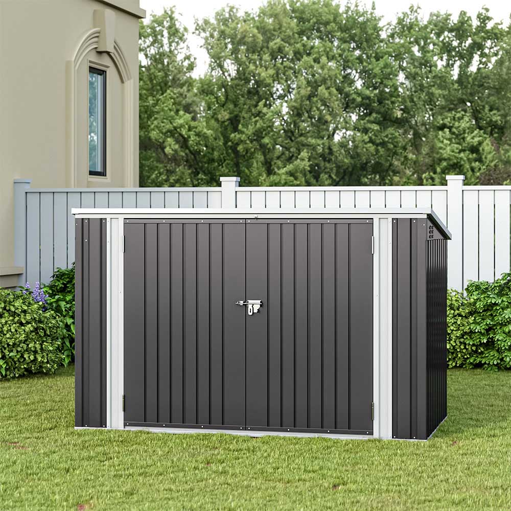 Living and Home 4.2 x 6.8 x 3.4ft Black Heavy Duty Steel Bicycle Storage Shed Image 7