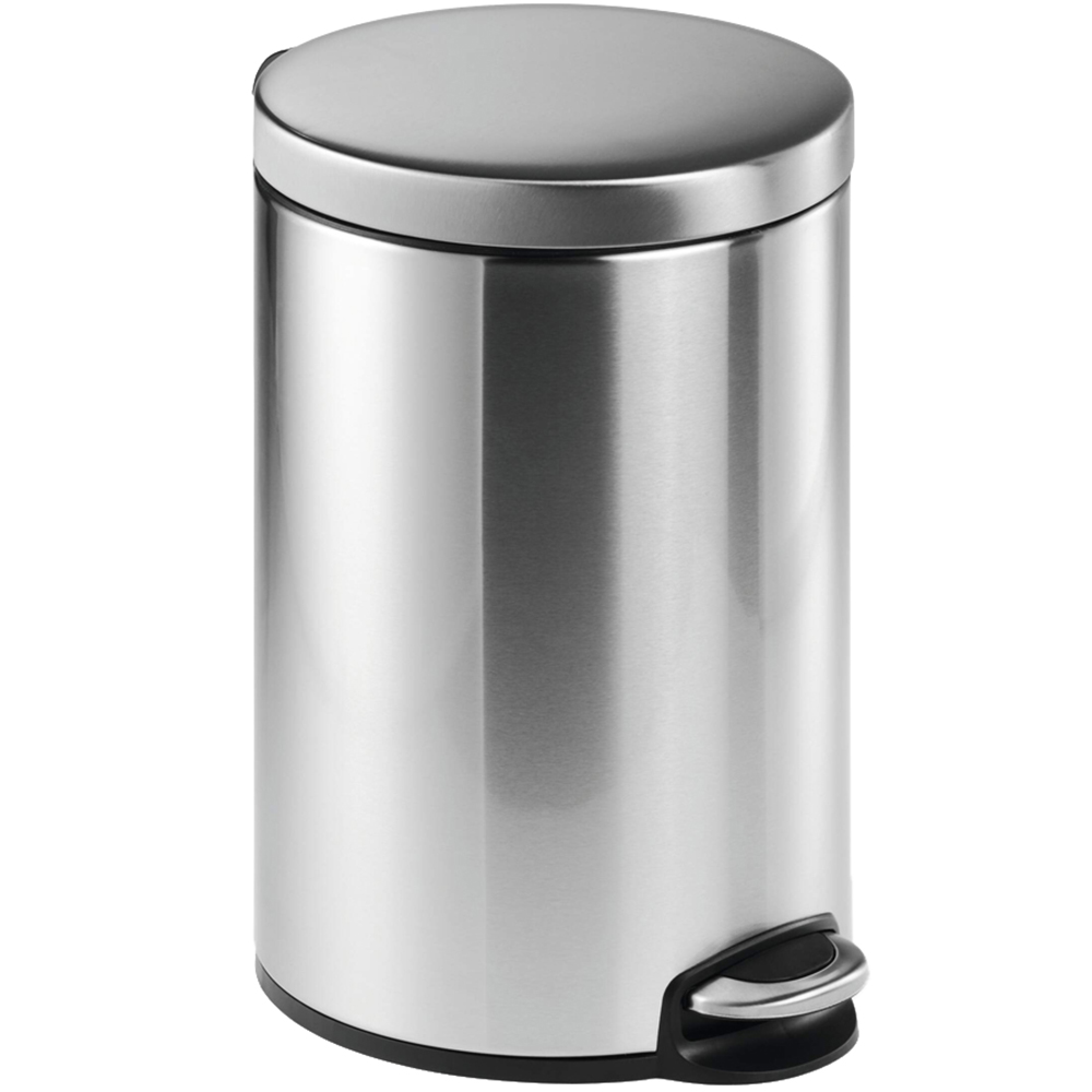 Durable Silver Stainless Steel Pedal Bin 12L Image 1