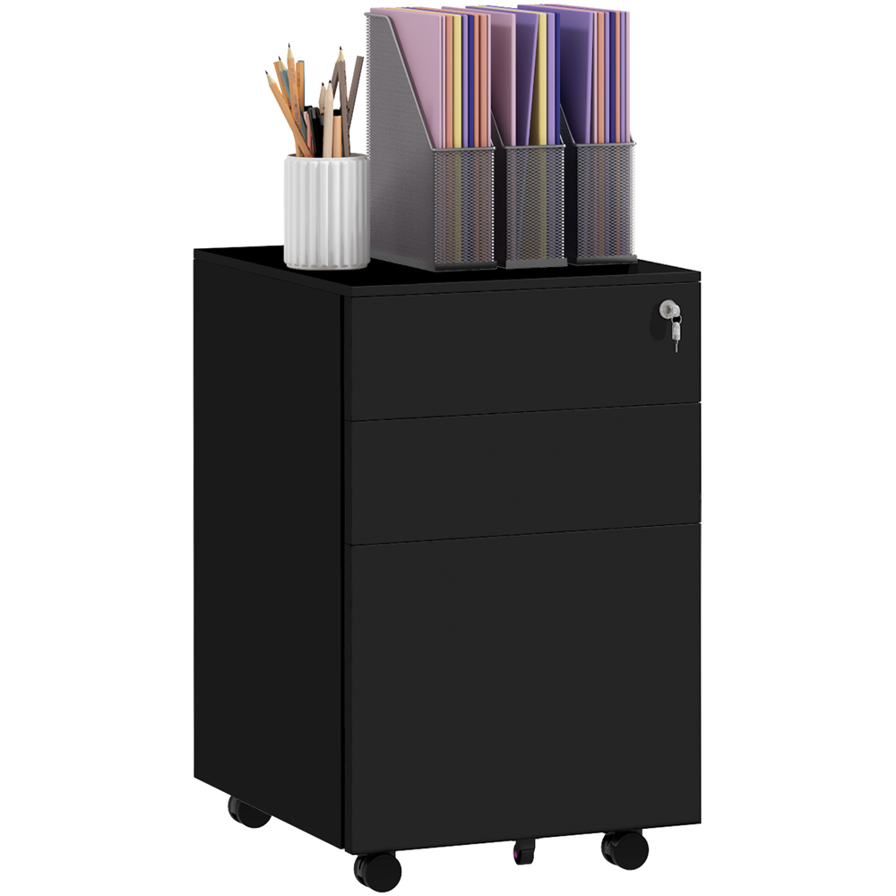 Portland Vinsetto Black 3 Drawer Vertical Filing Cabinet Image 2