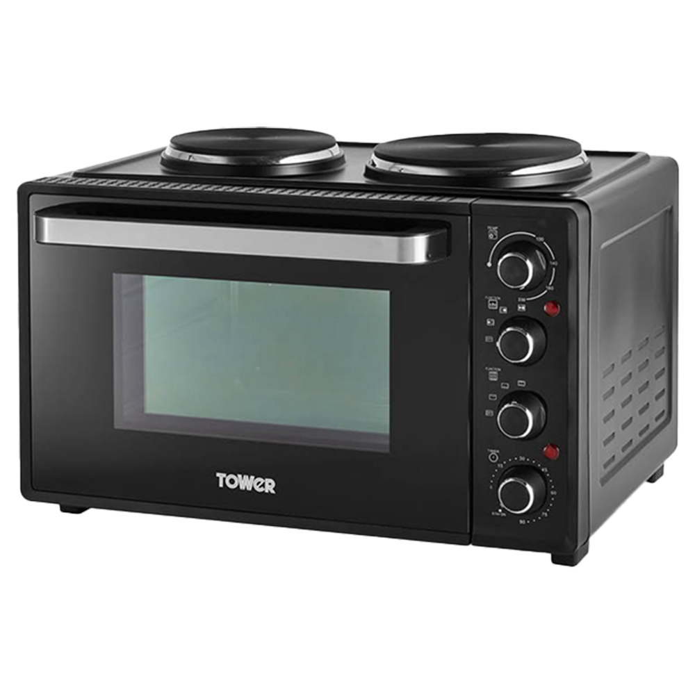 Tower T14044 Black Mini Oven with Hot Plates 32L Image 2