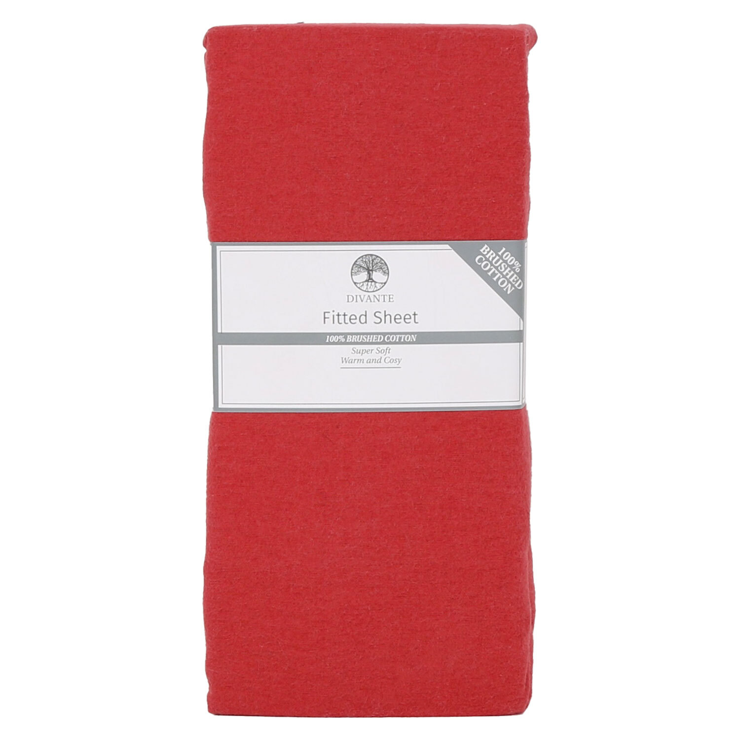 Divante King Size Red Brushed Cotton Fitted Bed Sheet Image