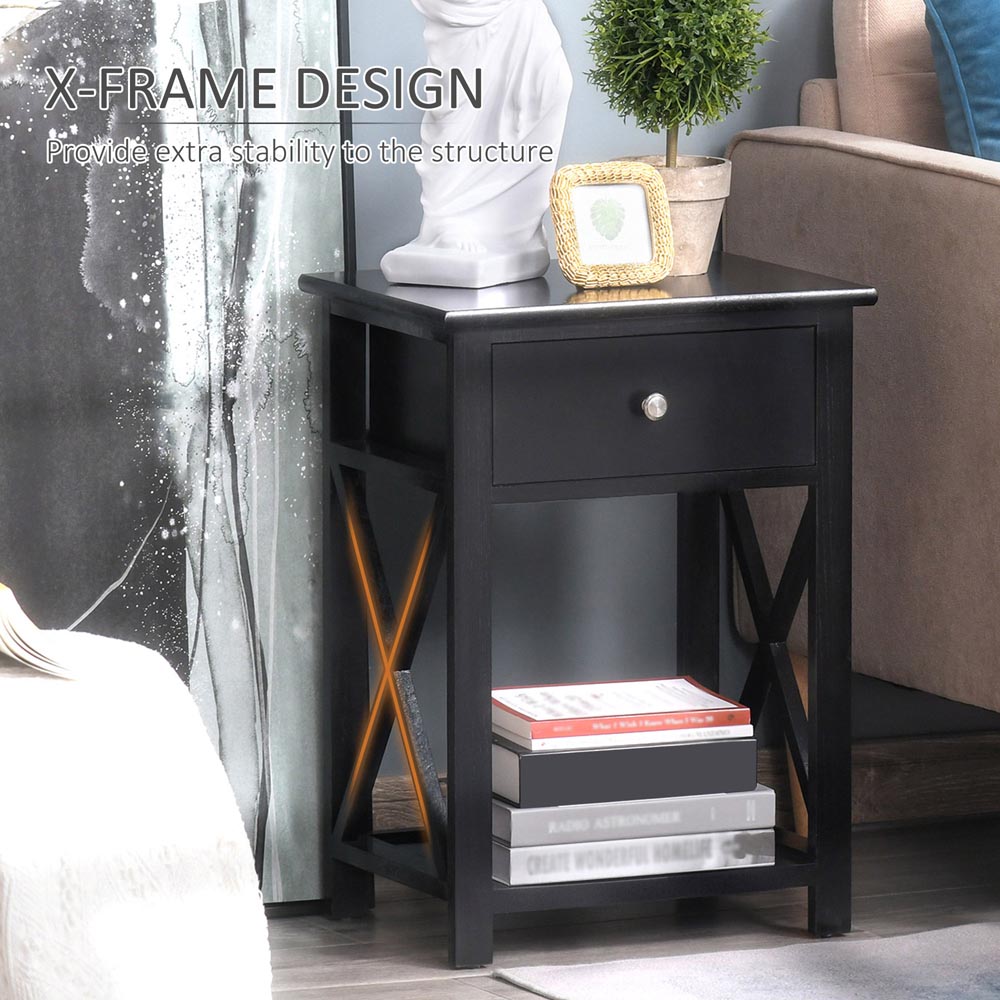 Portland Black Single Drawer Traditional Accent Side Table Image 7