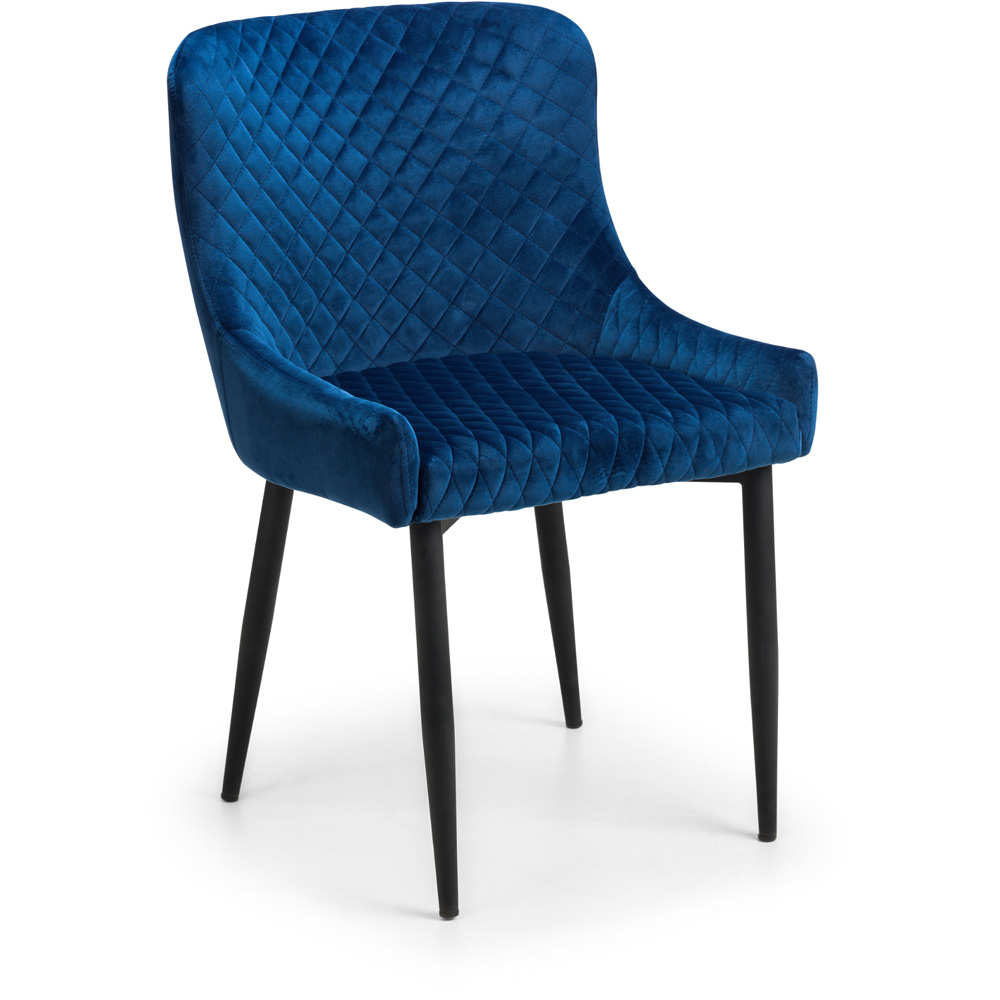 Julian Bowen Luxe Set of 2 Blue Velvet Dining Chair Image 3