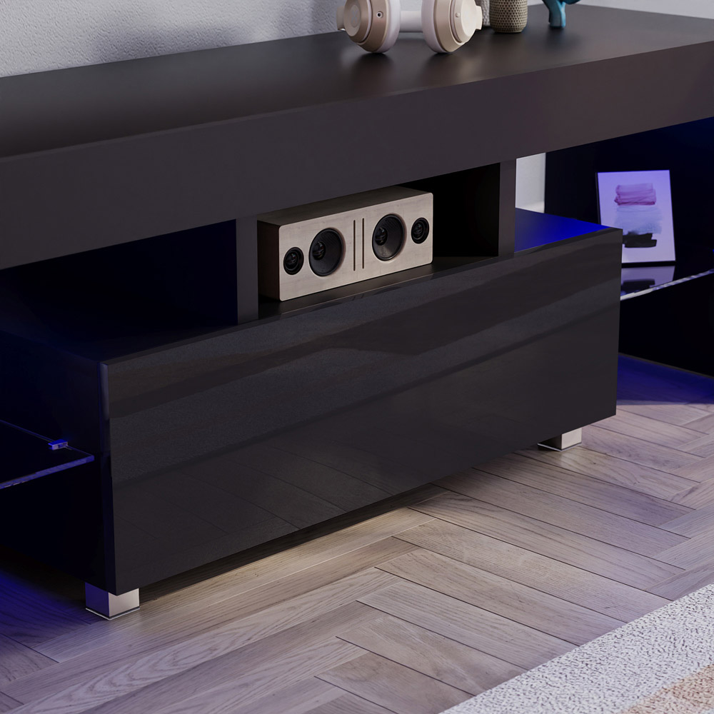 Vida Designs Luna Single Drawer Black TV Unit with LED Image 4