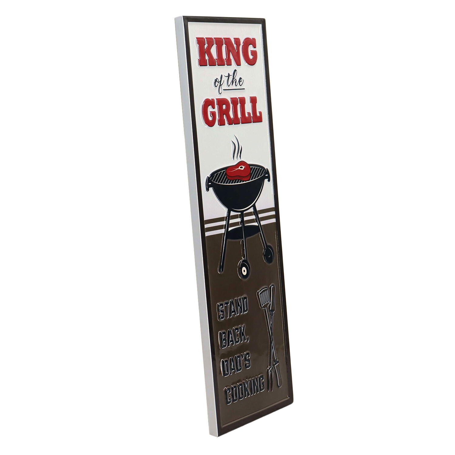 King Of The Grill Embossed Metal Sign - Brown Image 2