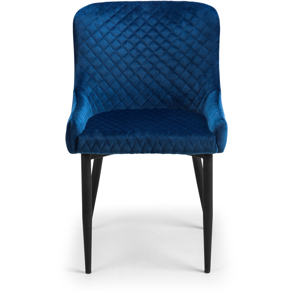 Julian Bowen Luxe Set of 2 Blue Velvet Dining Chair Image 4