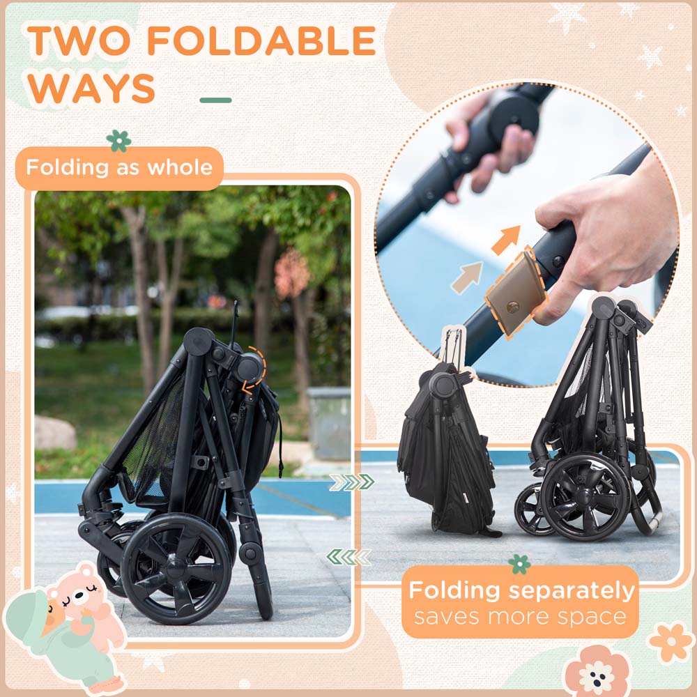 Portland Black Baby Pushchair Stroller Image 6