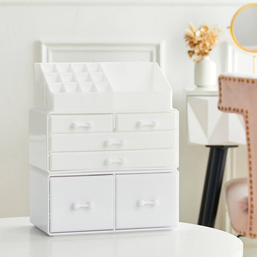 Living and Home White Acrylic Makeup Organiser with Drawers Image 2