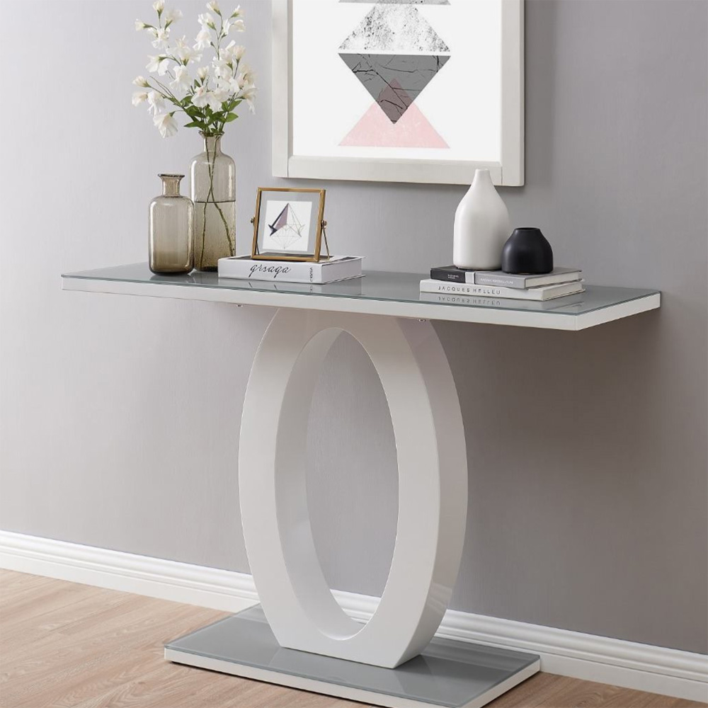 Furniture Box Lucia Grey and White Halo Console Table Image 1