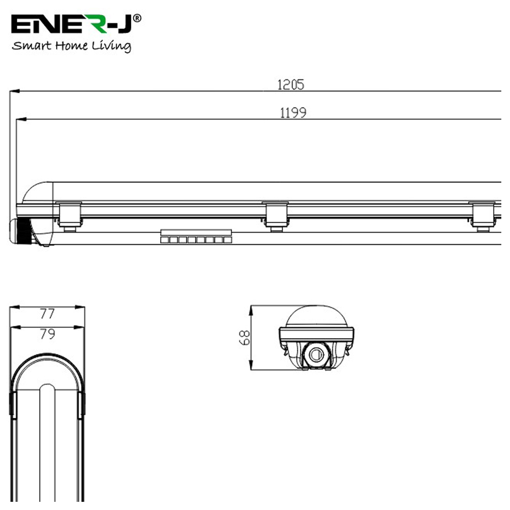 ENER-J IP65 4000K Noncorrosive LED Batten 120cm Image 8
