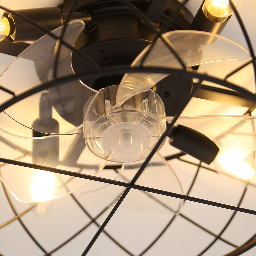 Living and Home Black Cage Ceiling Fan with Light and Remote Image 5