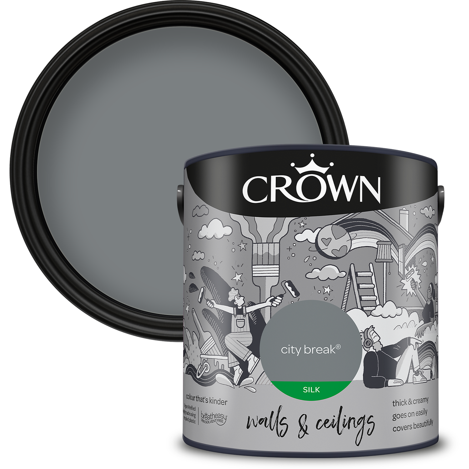 Crown Wall and Ceilings City Break Silk Emulsion 2.5L Image 1