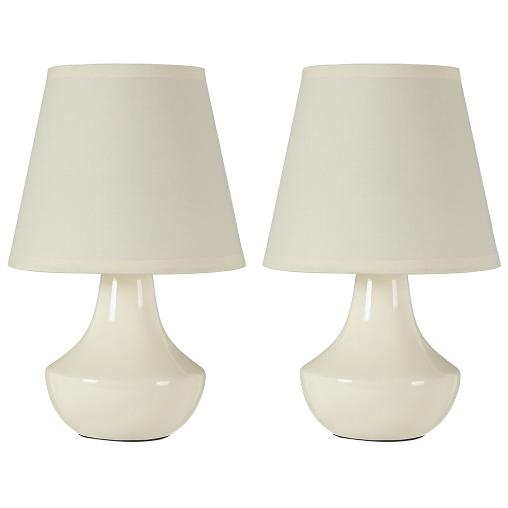 Premier Housewares Cream Ceramic Table Lamps 2 Pack Image 1