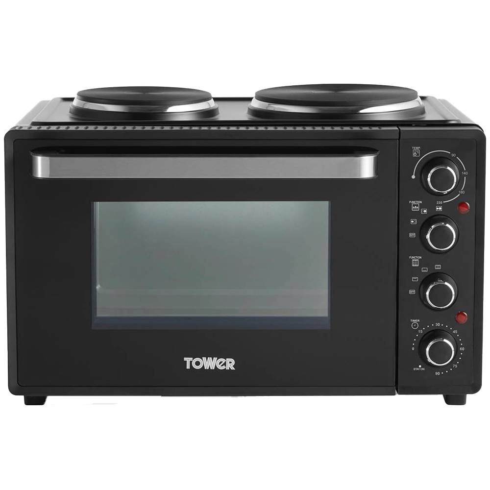 Tower T14044 Black Mini Oven with Hot Plates 32L Image 1
