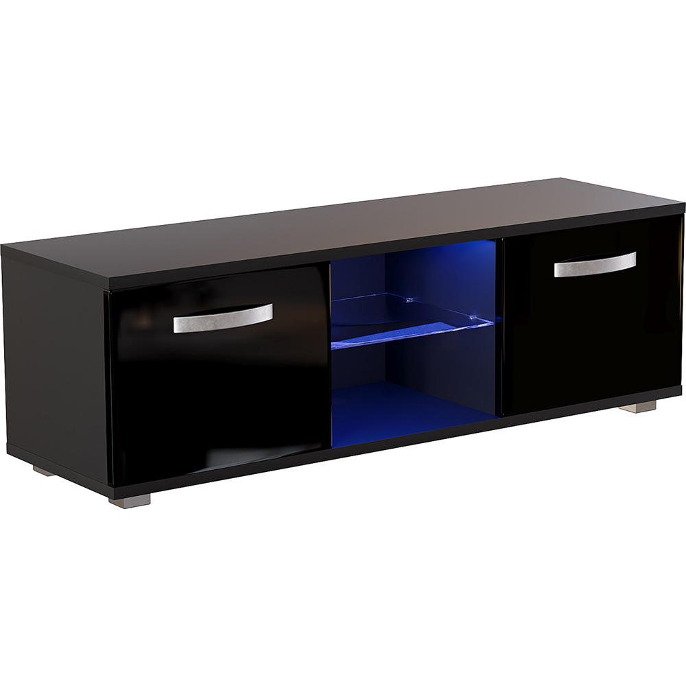 Vida Designs Cosmo 2 Door 2 Shelf Black Small TV Unit with LED Image 2