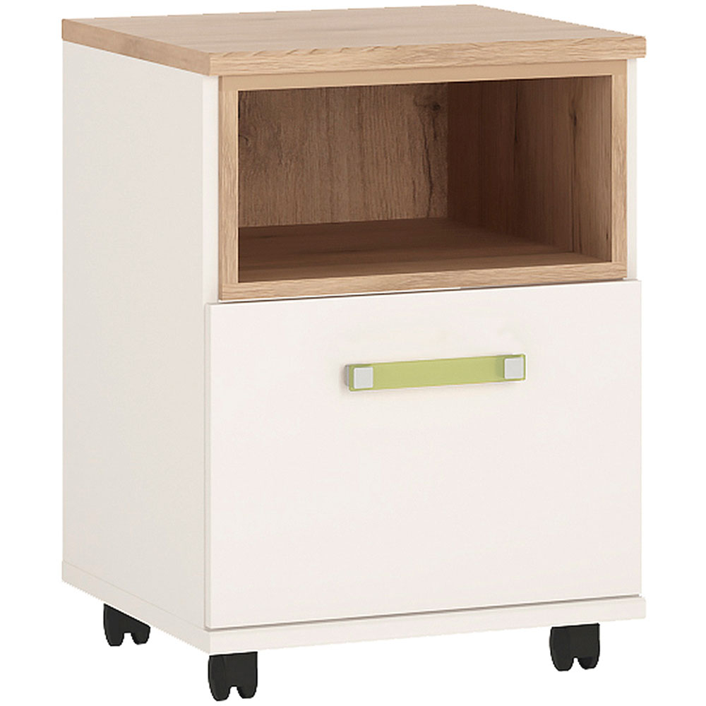 Florence 4KIDS Single Door Oak and White Mobile Desk with Lemon Handles Image 2