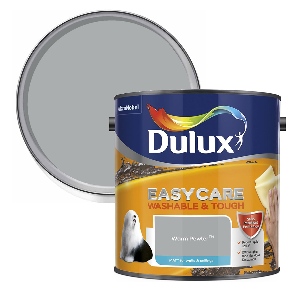 Dulux Easycare Washable & Tough Warm Pewter Matt Emulsion Paint 2.5L Image 1