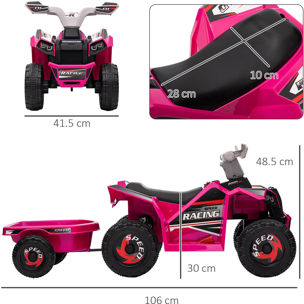 Tommy Toys Toddler Ride On Electric Quad Bike With Trailer Pink 6V Image 6