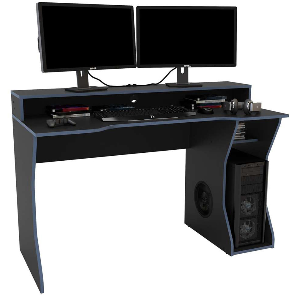 Enzo Gaming Computer Desk Black and Dark Blue Image 3