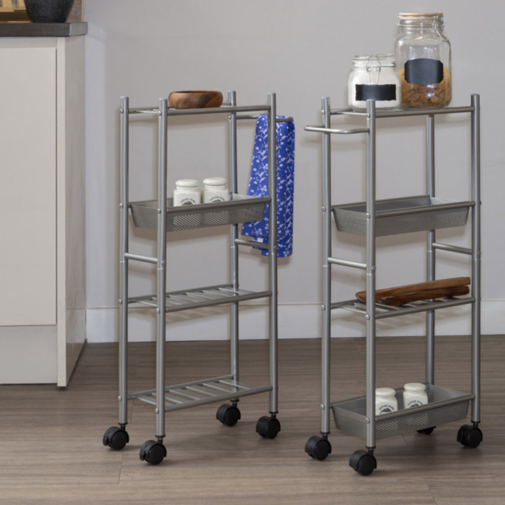 Dara 4-Tier Nickel Trolley with Two Baskets Image 2