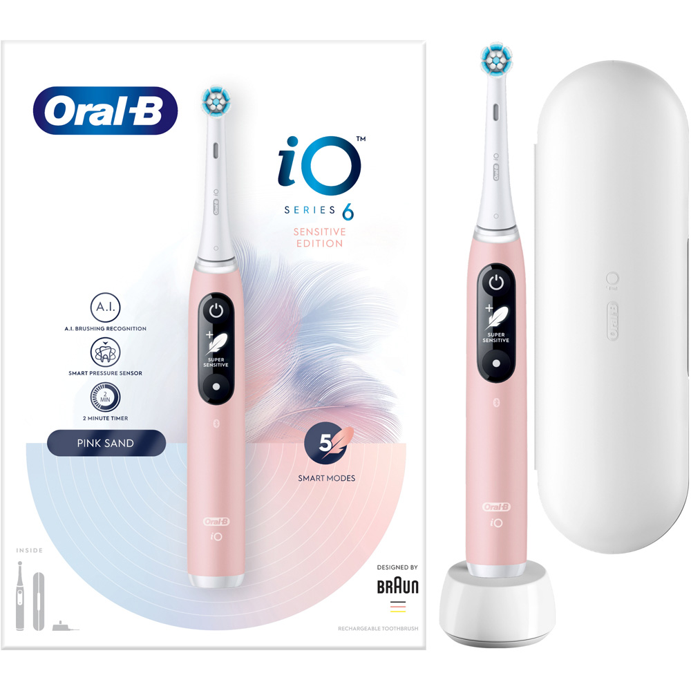Oral-B iO Series 6 Pink Rechargeable Toothbrush Battery Operated Electric Toothbrush Image 3