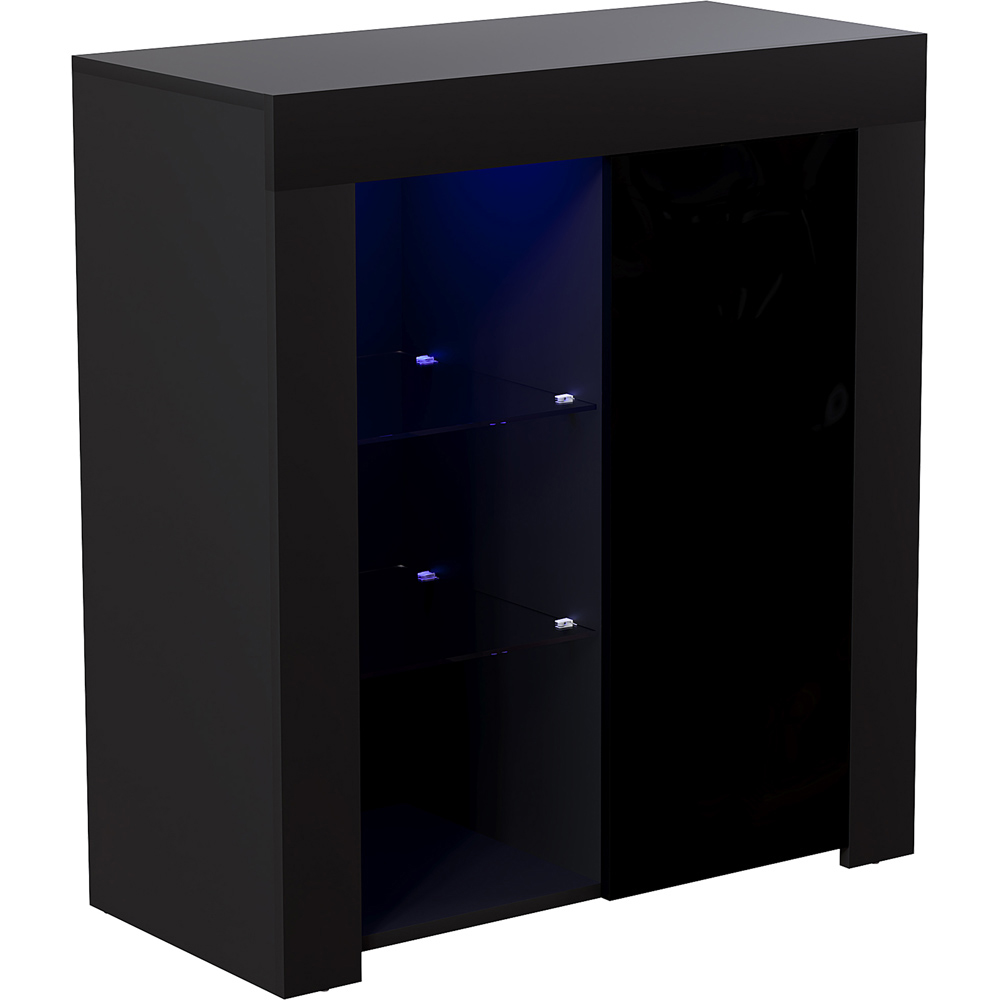 Vida Designs Azura Single Door Black LED Sideboard Image 2