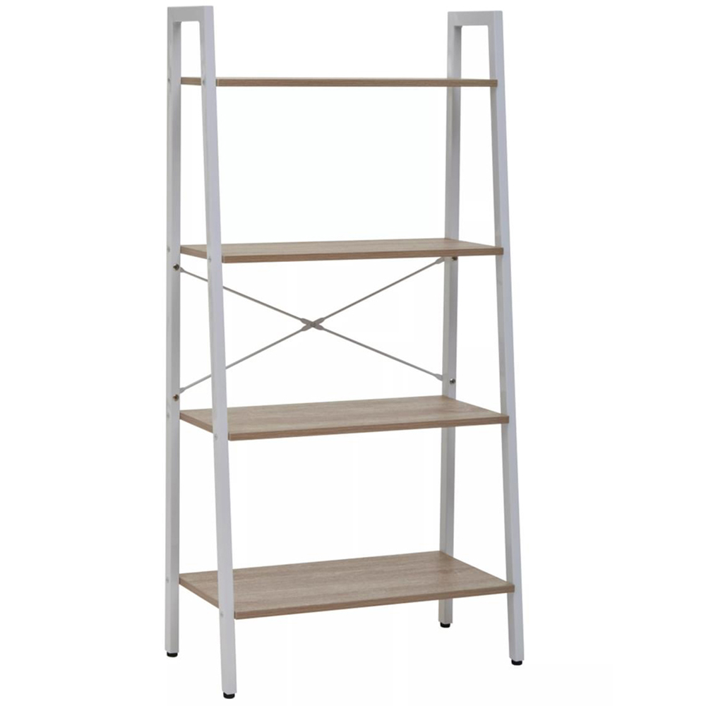 Premier Housewares Bradbury 4 Shelf Natural Oak Veneer Ladder Bookshelf Image 2
