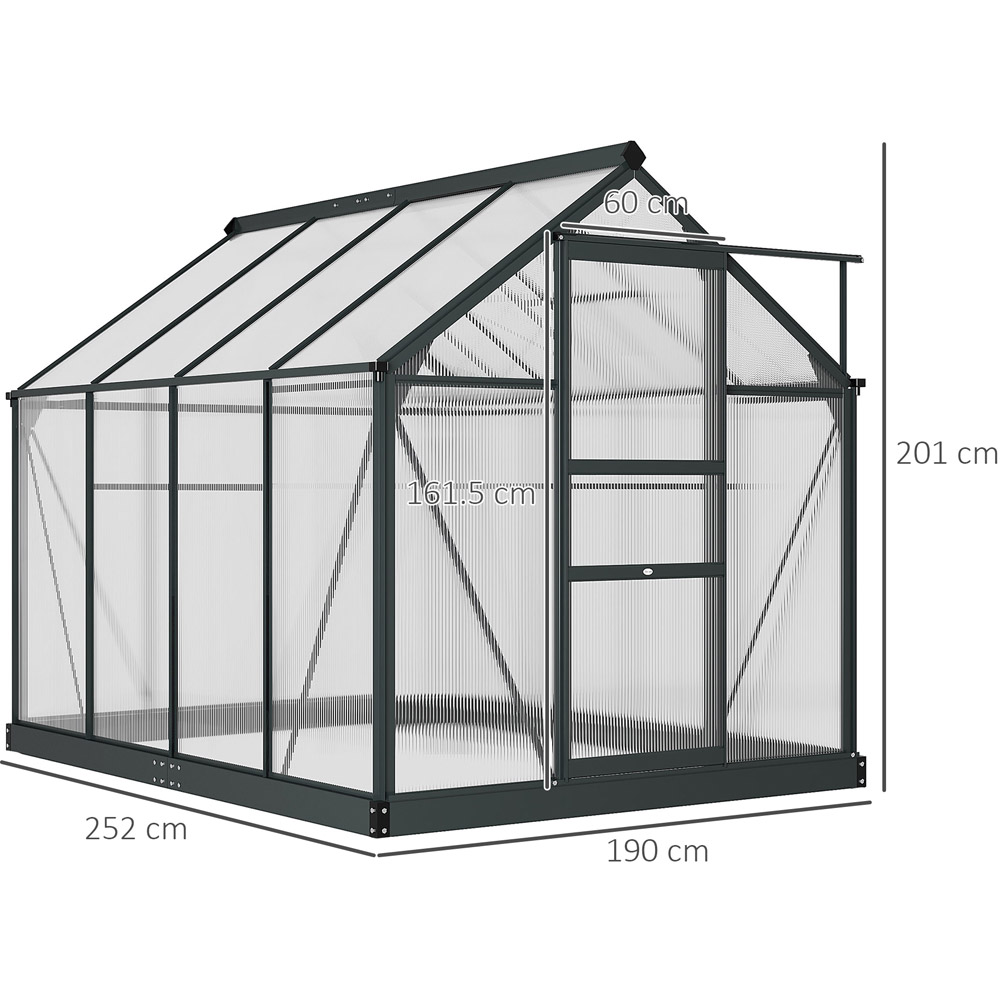 Outsunny Galvanised Aluminium Polycarbonate 6 x 8.2ft Walk In Greenhouse Image 7