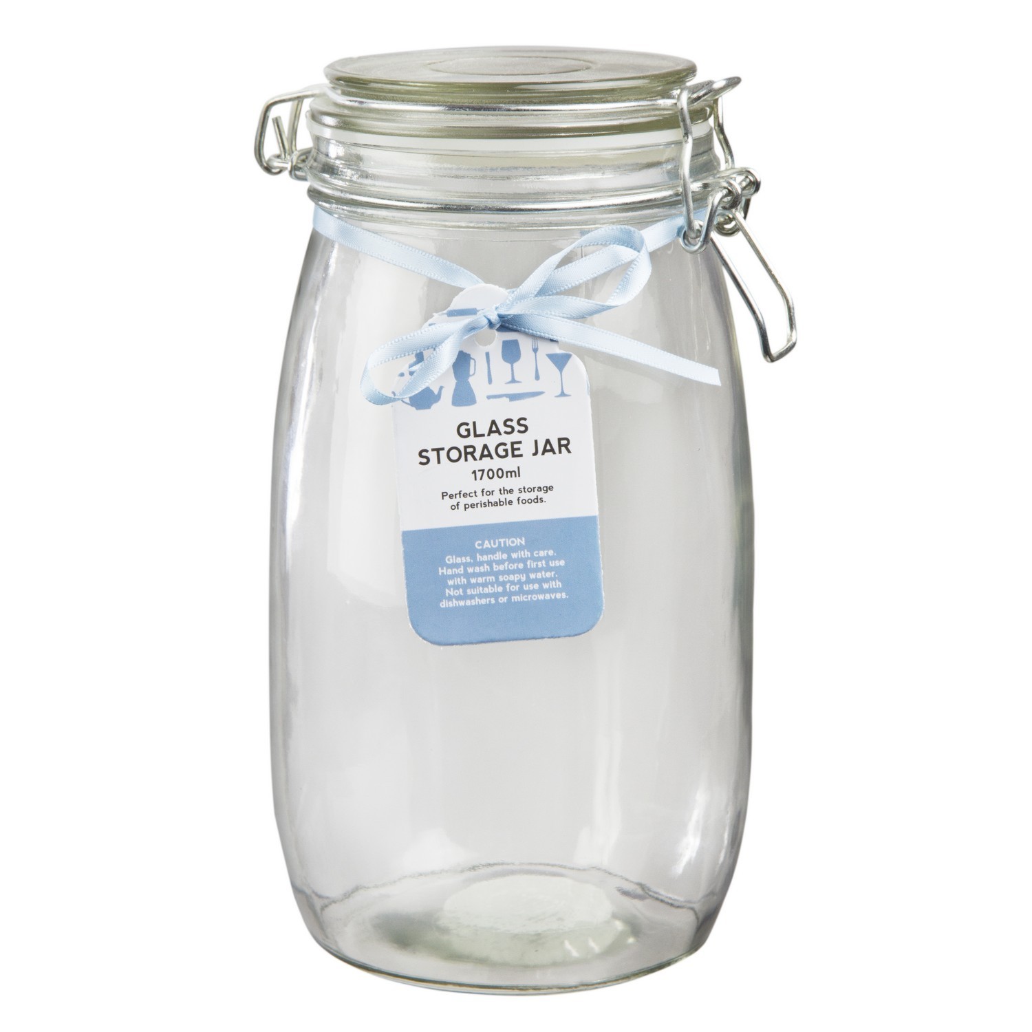 My Home 1.5L Clear Glass Storage Jar with Clip Top Lid Image 1