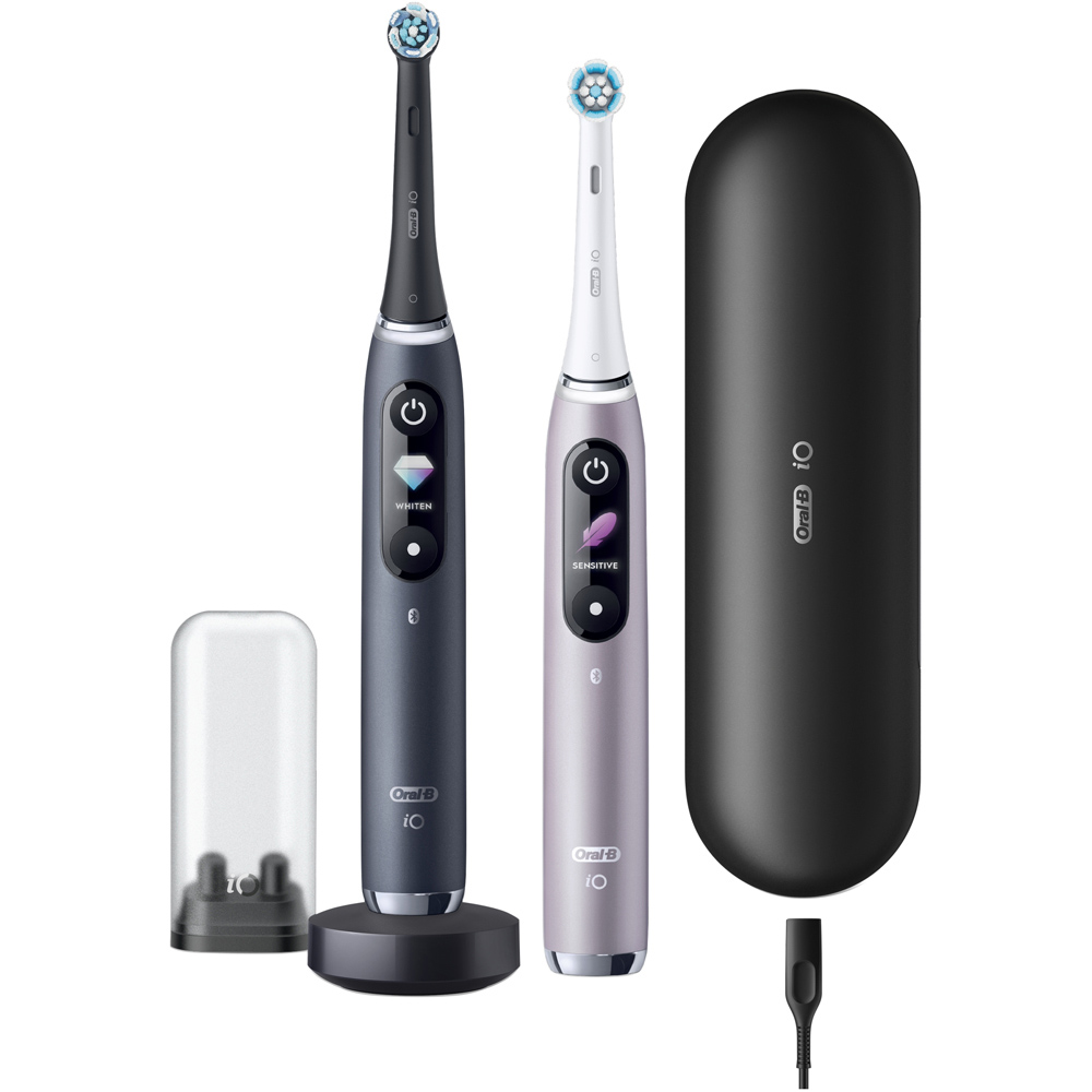 Oral-B iO Series 9 Black Lava and Rose Quartz Rechargeable Toothbrush 2 Pack Image 2