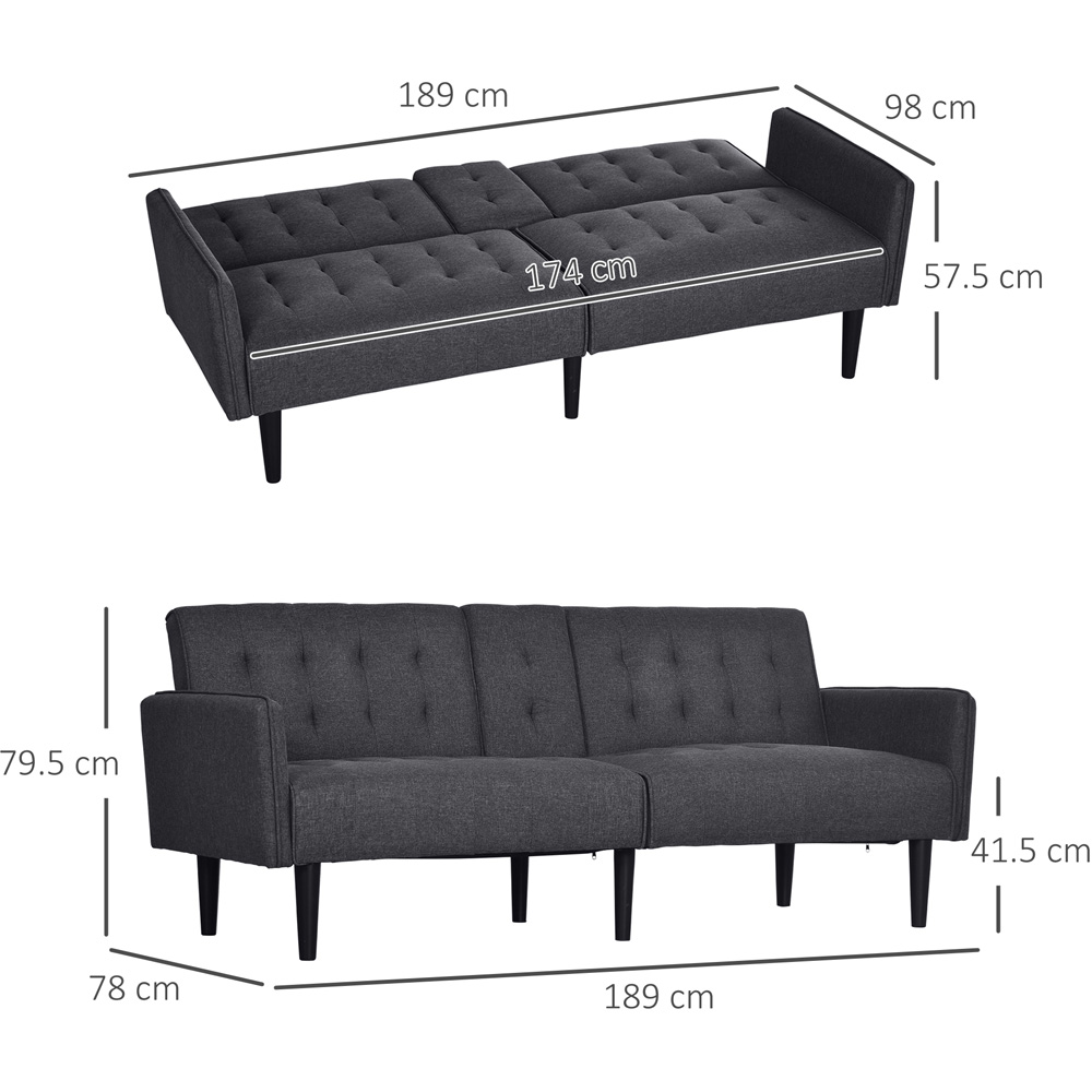 Portland Single Sleeper Grey Upholstered Linen-Feel Sofa Bed Image 7